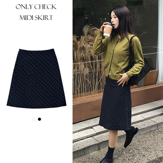 Only Check Midi Skirt