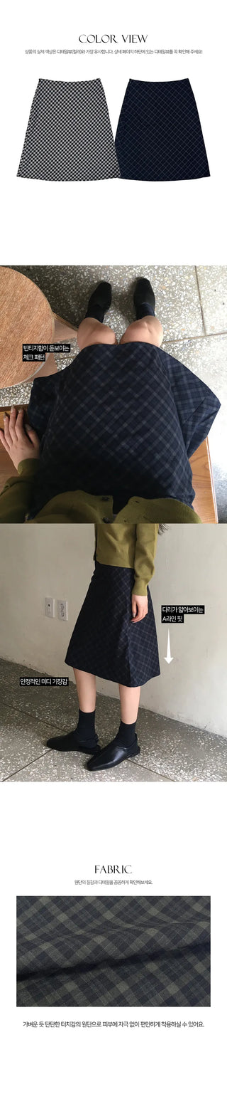 Only Check Midi Skirt