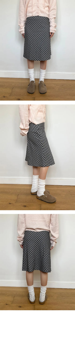 Only Check Midi Skirt