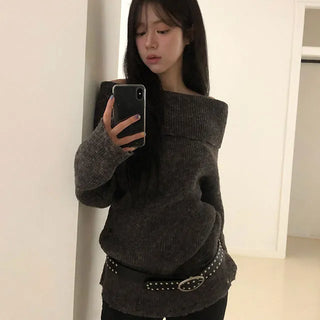 Samin Wool Mohair Vintage Off Shoulder Knit