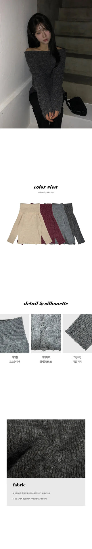 Samin Wool Mohair Vintage Off Shoulder Knit