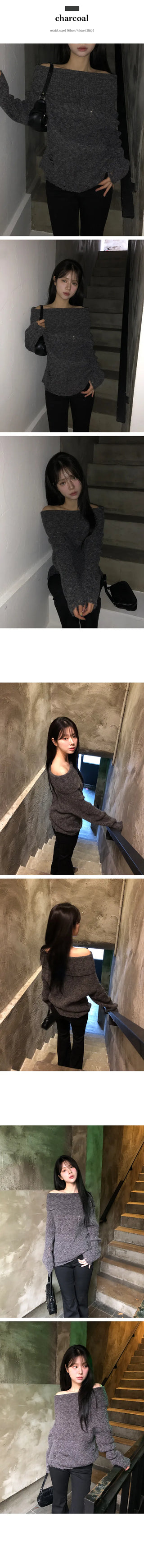 Samin Wool Mohair Vintage Off Shoulder Knit