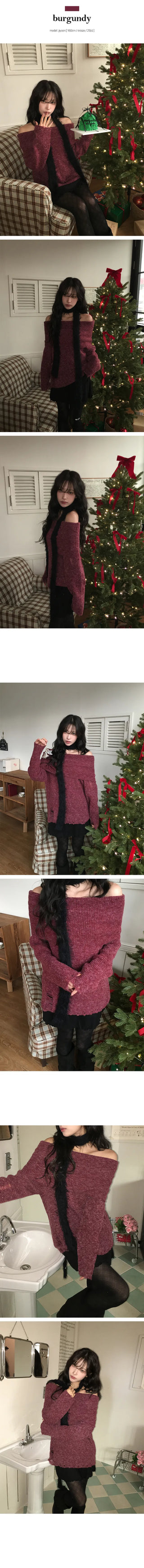 Samin Wool Mohair Vintage Off Shoulder Knit