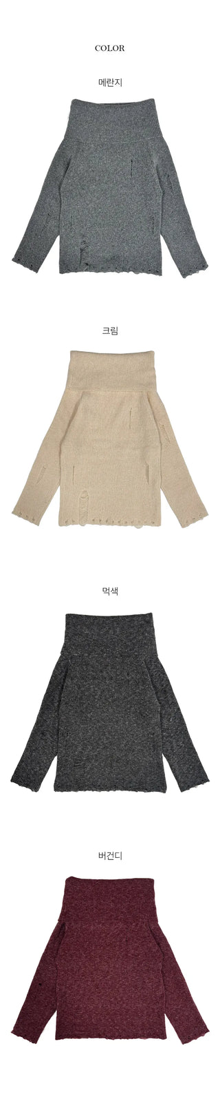 Samin Wool Mohair Vintage Off Shoulder Knit