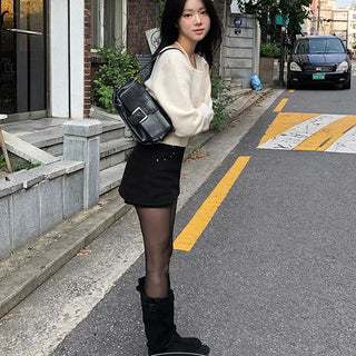 Siri Studded Cotton Mini Skirt