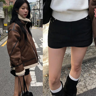 Siri Studded Cotton Mini Skirt