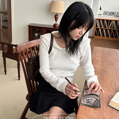 Lesha Unbalanced Button Sailor Golji Knit