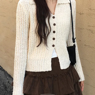 Velour Collar Golji Cardigan