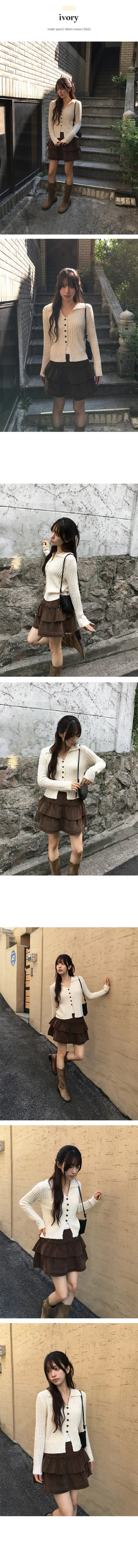 Velour Collar Golji Cardigan
