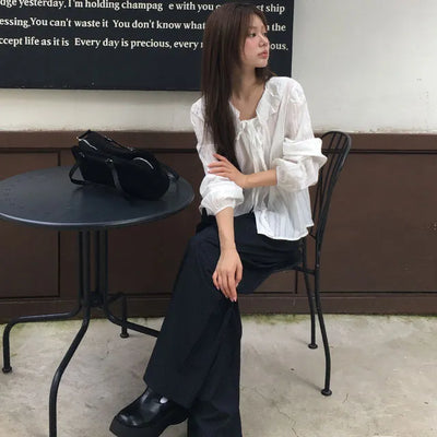 Pin tuck Wide Stripe Slacks