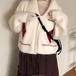 Carol Wool Nordic Ribbon Bolero Knit Cardigan