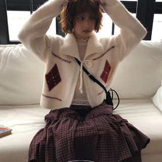 Carol Wool Nordic Ribbon Bolero Knit Cardigan