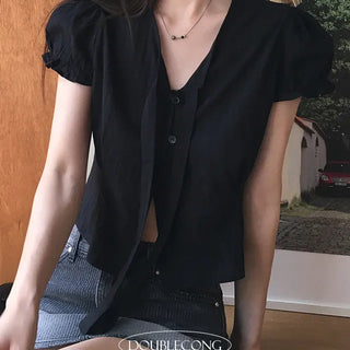 Tie Sleeve Ruffle Blouse