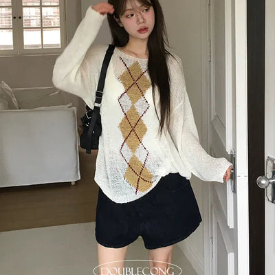 Argyle See Through Mesh Knit