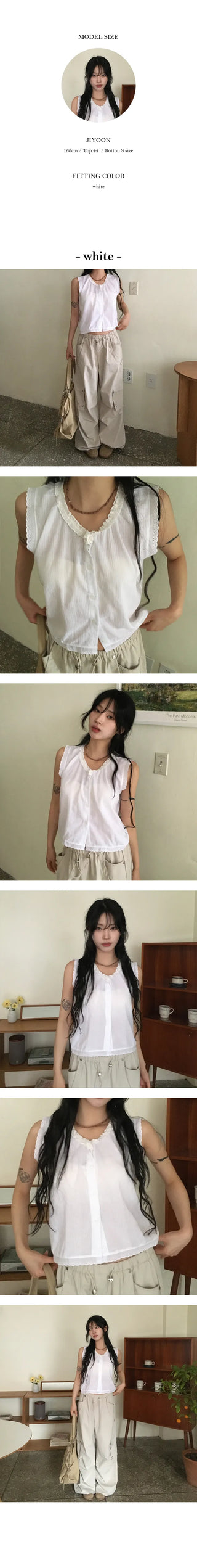 Fine Lace Sleeveless Blouse