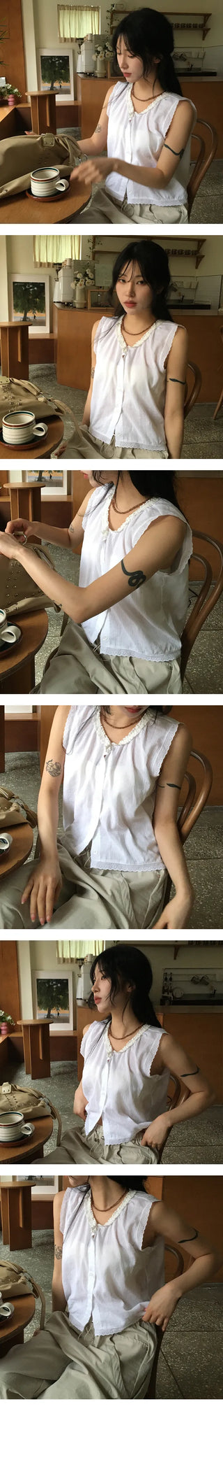 Fine Lace Sleeveless Blouse