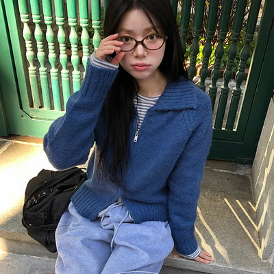 Pomi Stripe Fleece Round Long Sleeve T shirt