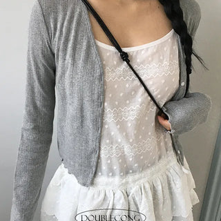 Wave Crop Punching Cardigan