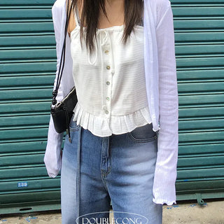 Wave Crop Punching Cardigan