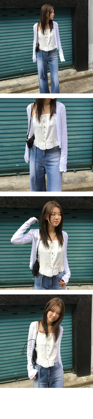 Wave Crop Punching Cardigan
