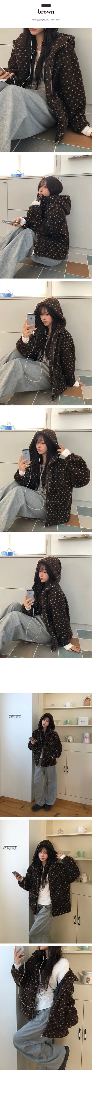 Shuko Heart Poggle Fleece Hooded Quilted Jumper