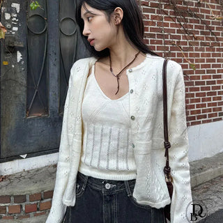 Sleeveless Vest Cardigan Set
