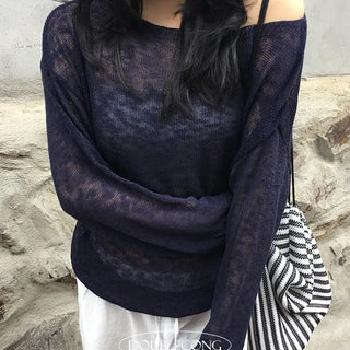 Lip Neck Boucle Loose Fit Knit