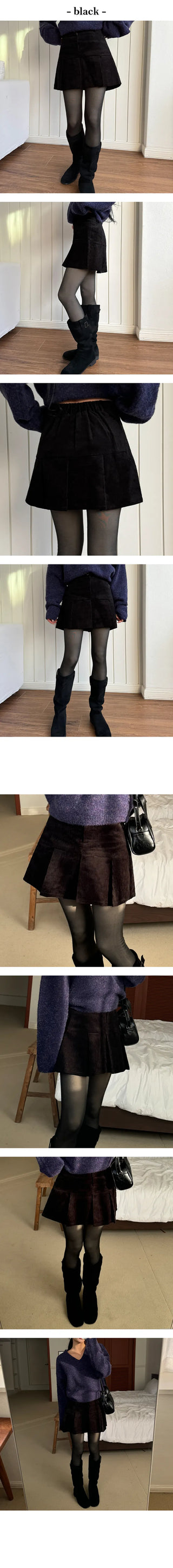 Wellow Corduroy Pleated Skirt
