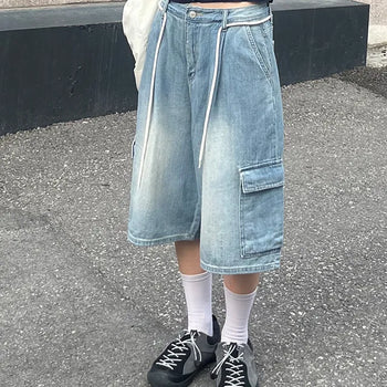 Summer Pants Hooded String Cargo 5 part Pants