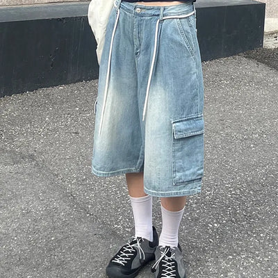 Summer Pants Hooded String Cargo 5 part Pants