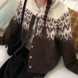 Deep Nordic Button Cardigan