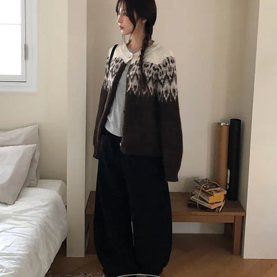 Deep Nordic Button Cardigan