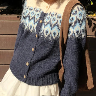 Deep Nordic Button Cardigan