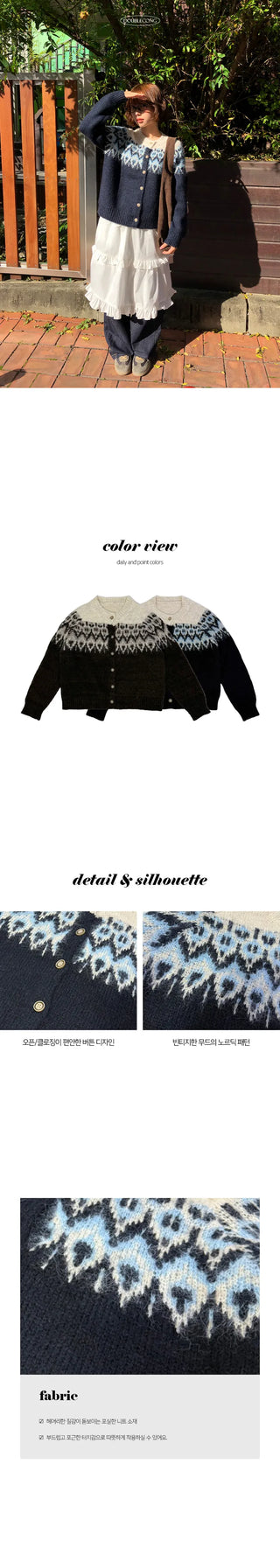 Deep Nordic Button Cardigan