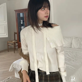 Eddie Muffler Off Shoulder Knit