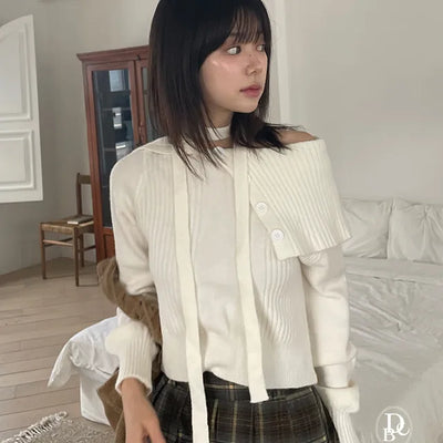 Eddie Muffler Off Shoulder Knit