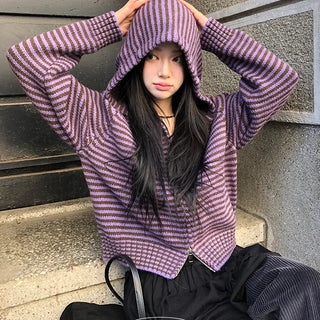 Vivic Knit Crop Hooded Zip Up