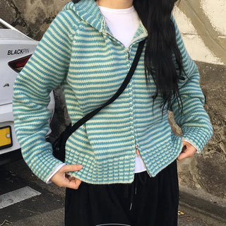 Vivic Knit Crop Hooded Zip Up