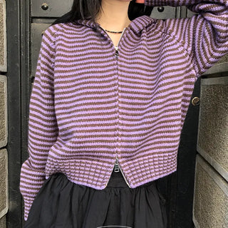 Vivic Knit Crop Hooded Zip Up