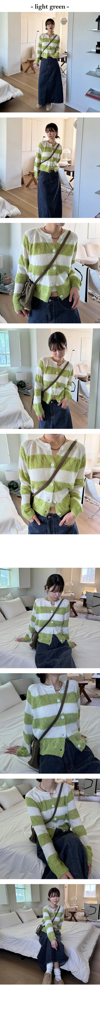 Dangara Heart Punching Color Cardigan