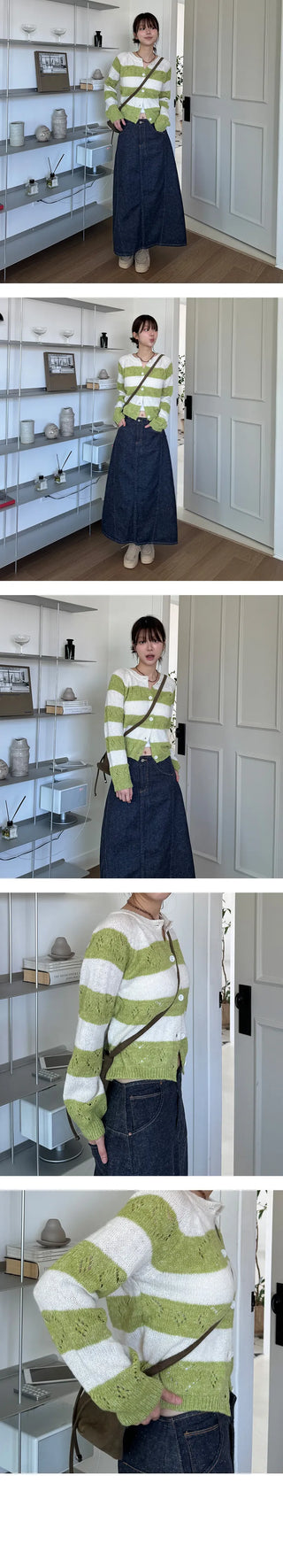 Dangara Heart Punching Color Cardigan