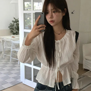 Sweet Ribbon Long Sleeve Blouse