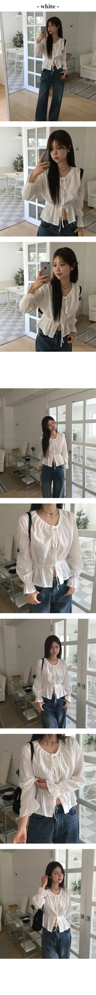 Sweet Ribbon Long Sleeve Blouse