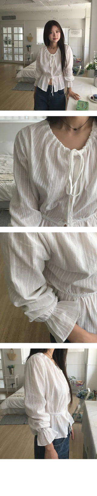 Sweet Ribbon Long Sleeve Blouse