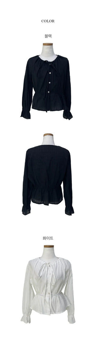 Sweet Ribbon Long Sleeve Blouse