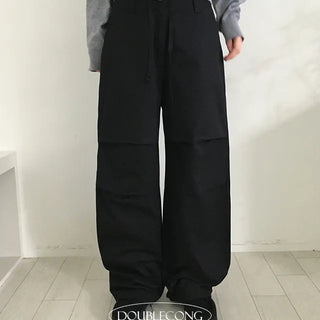Knee-Detail Pintuck Trousers