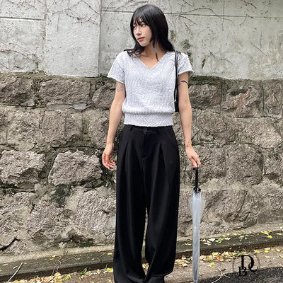 Mute V neck Short Sleeve Knit