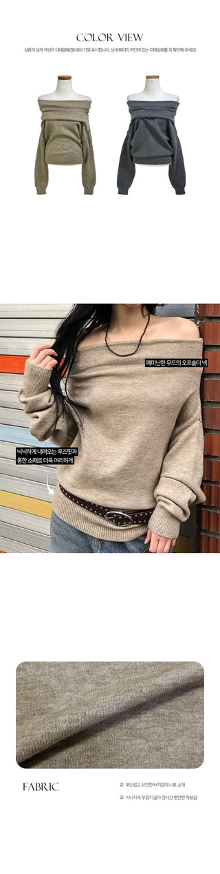 Liz Shirring Off Shoulder Knit