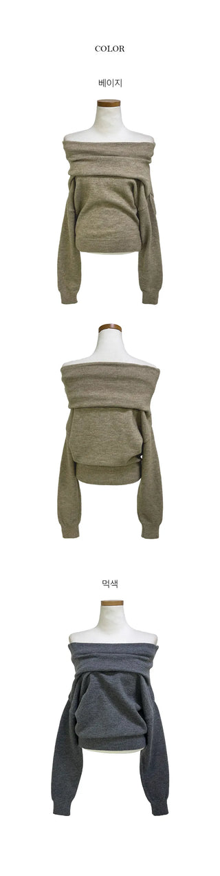 Liz Shirring Off Shoulder Knit