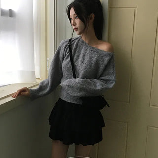 Lili Slim One Off Shoulder Boucle Knit